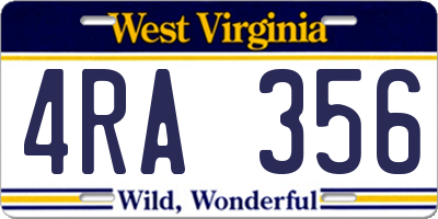 WV license plate 4RA356