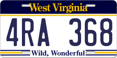 WV license plate 4RA368