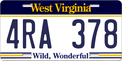 WV license plate 4RA378