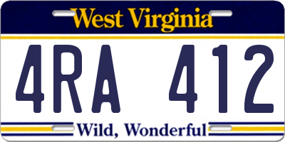 WV license plate 4RA412