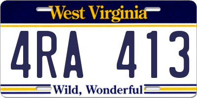 WV license plate 4RA413