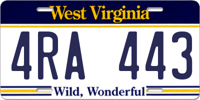 WV license plate 4RA443