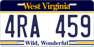 WV license plate 4RA459
