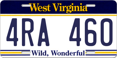 WV license plate 4RA460