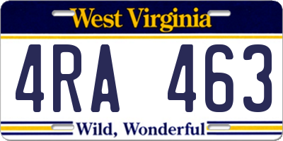 WV license plate 4RA463