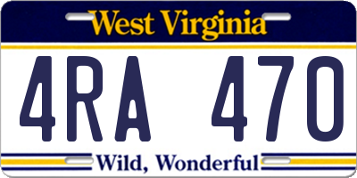 WV license plate 4RA470