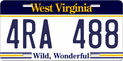 WV license plate 4RA488