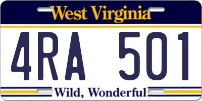 WV license plate 4RA501