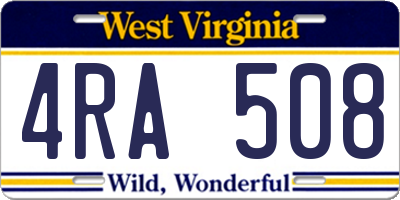 WV license plate 4RA508