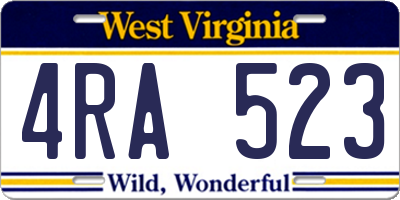 WV license plate 4RA523