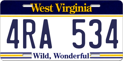 WV license plate 4RA534