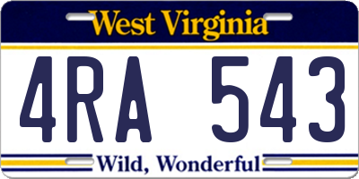 WV license plate 4RA543