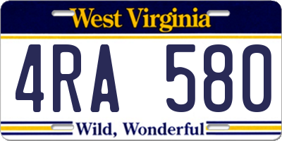 WV license plate 4RA580