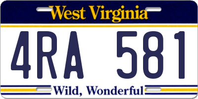 WV license plate 4RA581