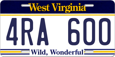 WV license plate 4RA600