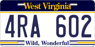 WV license plate 4RA602