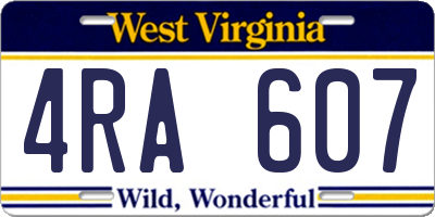 WV license plate 4RA607