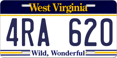 WV license plate 4RA620