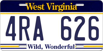 WV license plate 4RA626