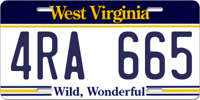 WV license plate 4RA665