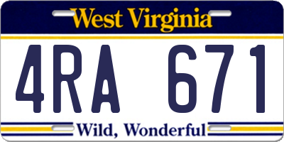 WV license plate 4RA671