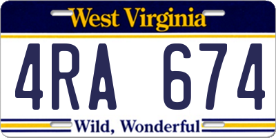 WV license plate 4RA674
