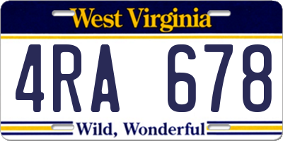 WV license plate 4RA678