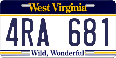 WV license plate 4RA681