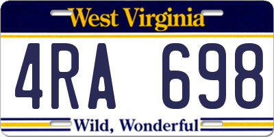 WV license plate 4RA698