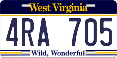 WV license plate 4RA705