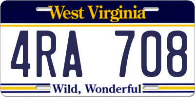 WV license plate 4RA708