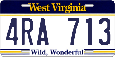 WV license plate 4RA713