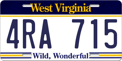 WV license plate 4RA715