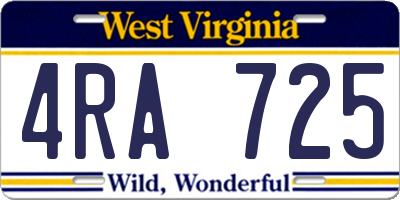 WV license plate 4RA725