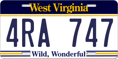 WV license plate 4RA747