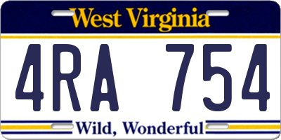 WV license plate 4RA754