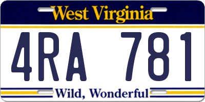 WV license plate 4RA781