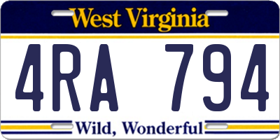 WV license plate 4RA794