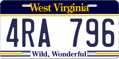 WV license plate 4RA796