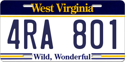 WV license plate 4RA801