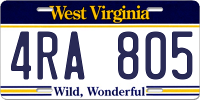 WV license plate 4RA805