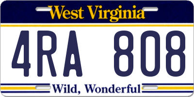 WV license plate 4RA808
