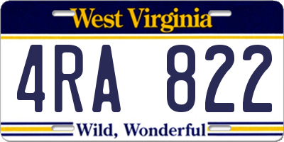 WV license plate 4RA822