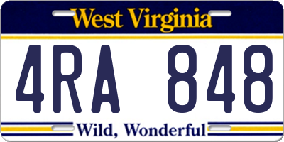 WV license plate 4RA848