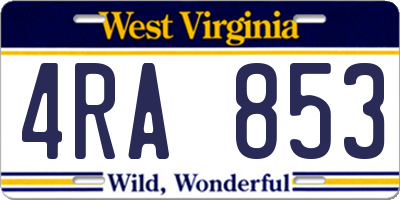 WV license plate 4RA853