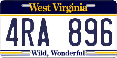 WV license plate 4RA896