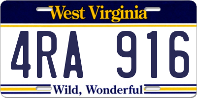 WV license plate 4RA916