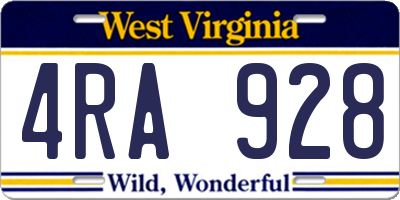 WV license plate 4RA928