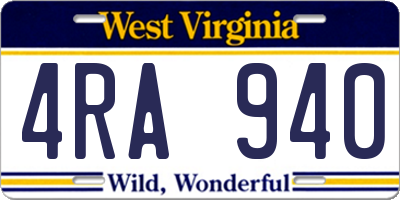 WV license plate 4RA940