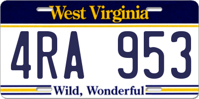WV license plate 4RA953